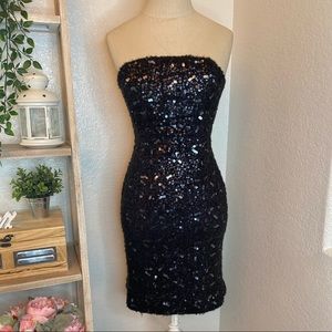 Banana Republic strapless black sequins dress